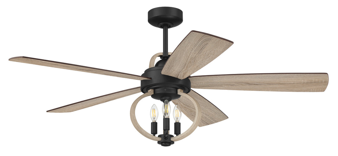 Craftmade Reese RSE52FB5 Ceiling Fan 52 - Flat Black, Driftwood/Driftwood/