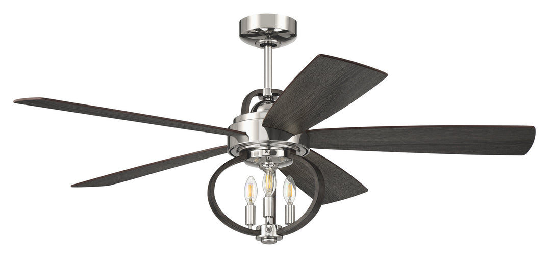 Craftmade Reese RSE52PLN5 Ceiling Fan 52 - Polished Nickel, Greywood/Greywood/