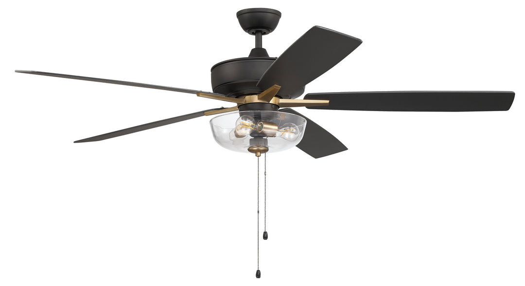 Craftmade Super Pro 101 S101FBSB5-60BWNFB Ceiling Fan 60 - Flat Black/Satin Brass, Black Walnut/Flat Black/