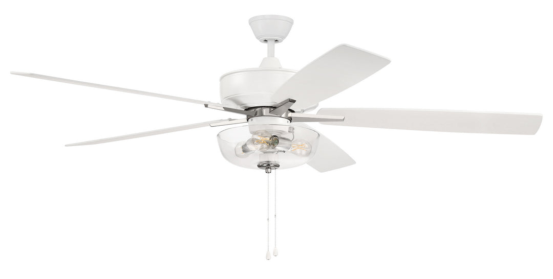 Craftmade Super Pro 101 S101WPLN5-60WWOK Ceiling Fan 60 - White/Polished Nickel, White/Washed Oak/