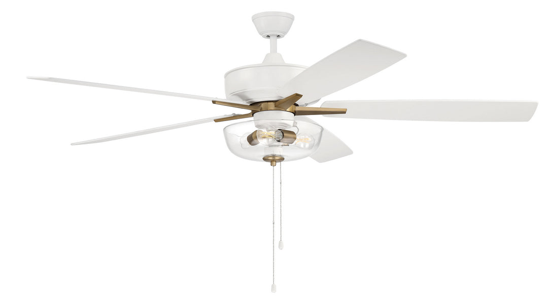 Craftmade Super Pro 101 S101WSB5-60WWOK Ceiling Fan 60 - White/Satin Brass, White/Washed Oak/