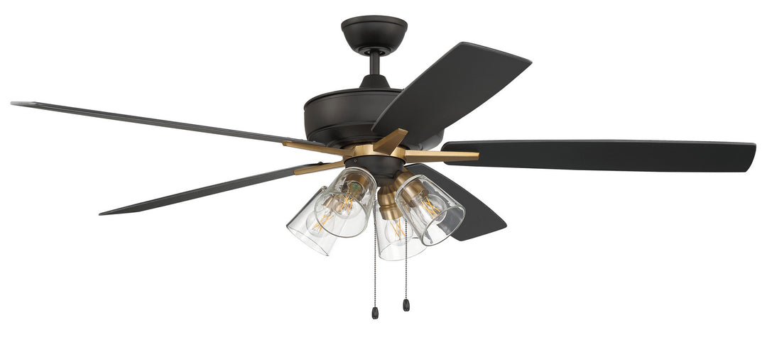 Craftmade Super Pro 104 S104FBSB5-60BWNFB Ceiling Fan 60 - Flat Black/Satin Brass, Black Walnut/Flat Black/