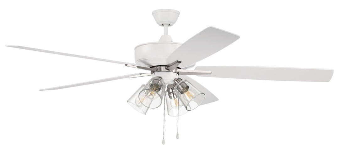 Craftmade Super Pro 104 S104WPLN5-60WWOK Ceiling Fan 60 - White/Polished Nickel, White/Washed Oak/