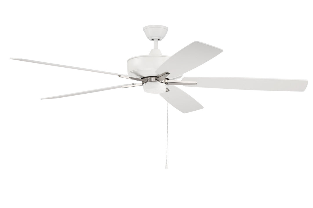 Craftmade Super Pro 60 S60WPLN5-60WWOK Ceiling Fan 60 - White/Polished Nickel, White/Washed Oak/