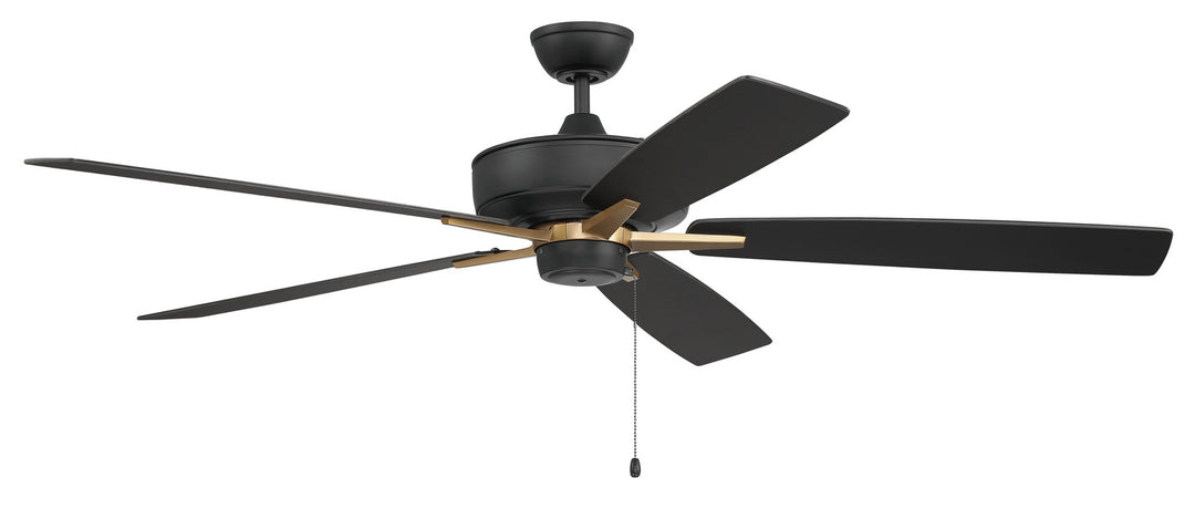 Craftmade Super Pro 60 S60FBSB5-60BWNFB Ceiling Fan 60 - Flat Black/Satin Brass, Black Walnut/Flat Black/