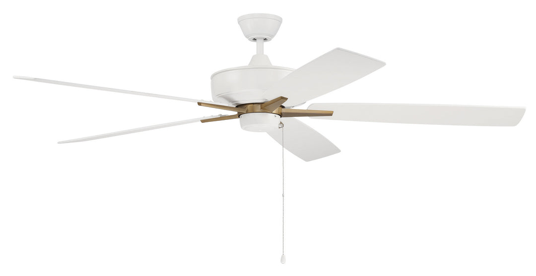 Craftmade Super Pro 60 S60WSB5-60WWOK Ceiling Fan 60 - White/Satin Brass, White/Washed Oak/