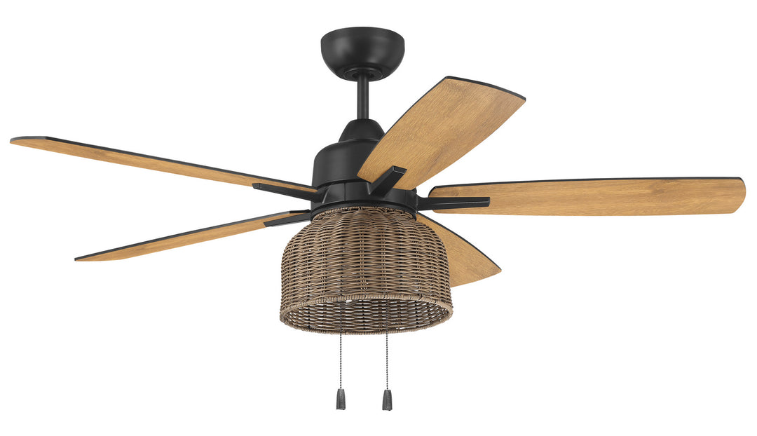 Craftmade Woven WVN52FB5 Ceiling Fan 52 - Flat Black, Flat Black/Pecan/