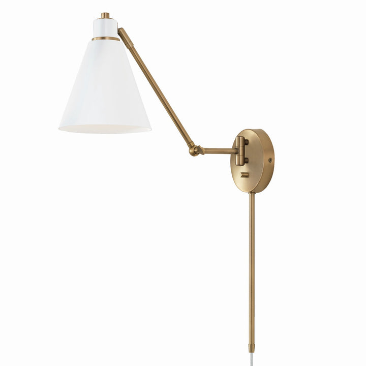 Capital Lighting 650111AW  Bradley Lamp Aged Brass And White