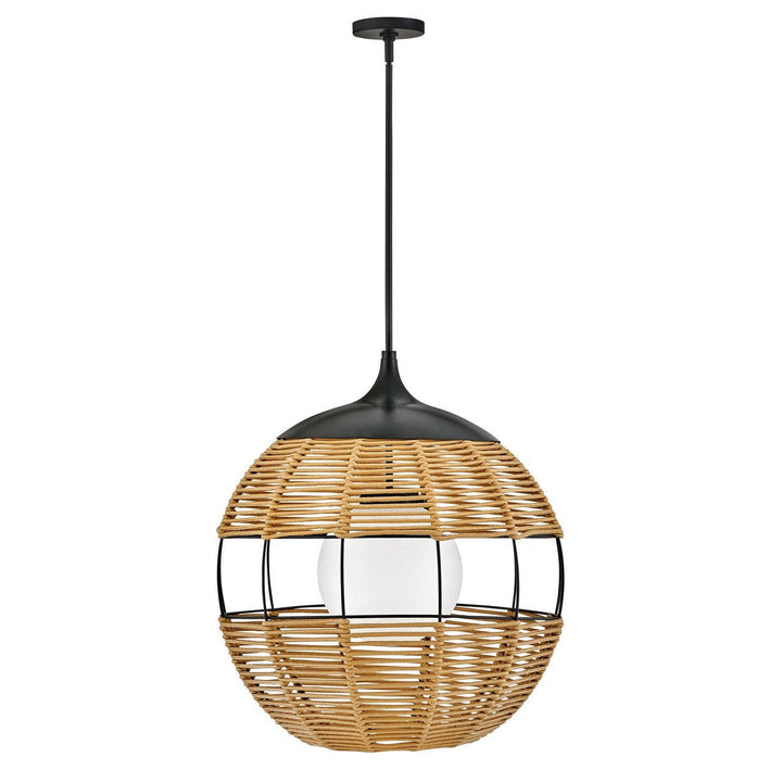 Hinkley Lighting 19675BK-NAT  Maddox Outdoor Black With Light Natural Nylon Shade