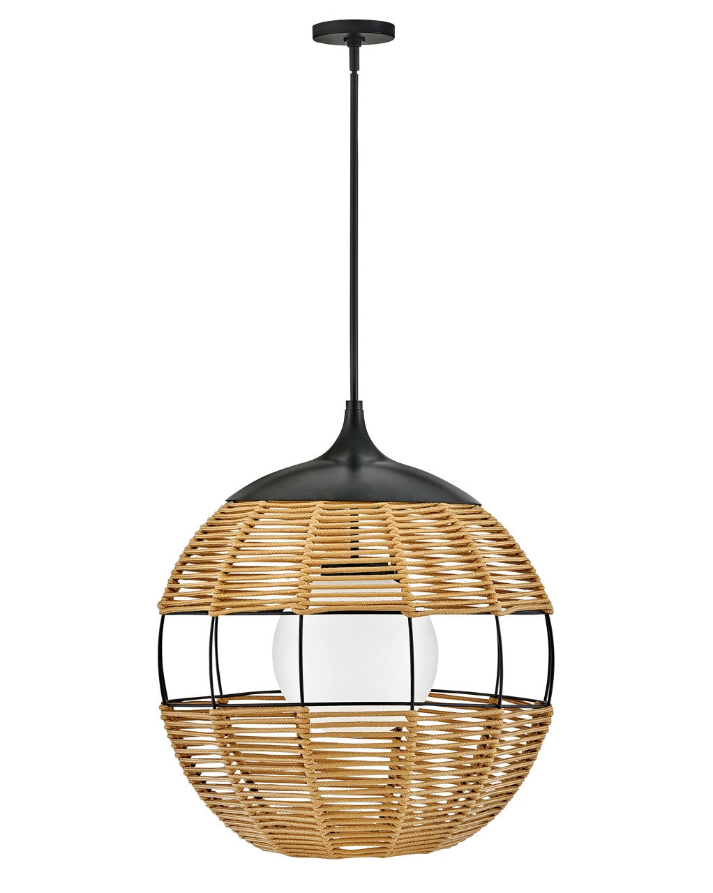 Hinkley Lighting 19675BK-NAT  Maddox Outdoor Black With Light Natural Nylon Shade
