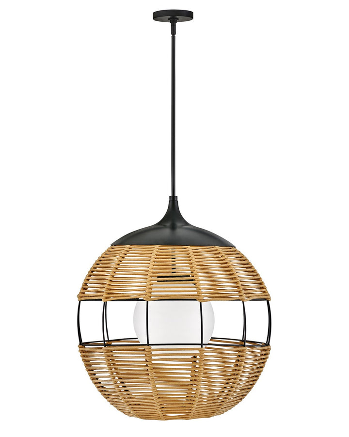 Hinkley Lighting 19675BK-NAT  Maddox Outdoor Black With Light Natural Nylon Shade