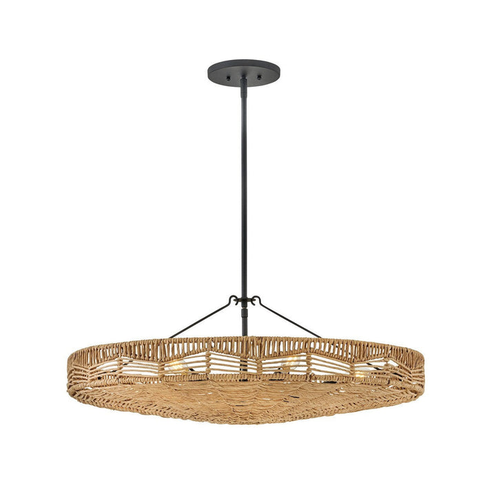 Hinkley Ophelia 42303BK-NRF Pendant Light - Black with Natural Shade