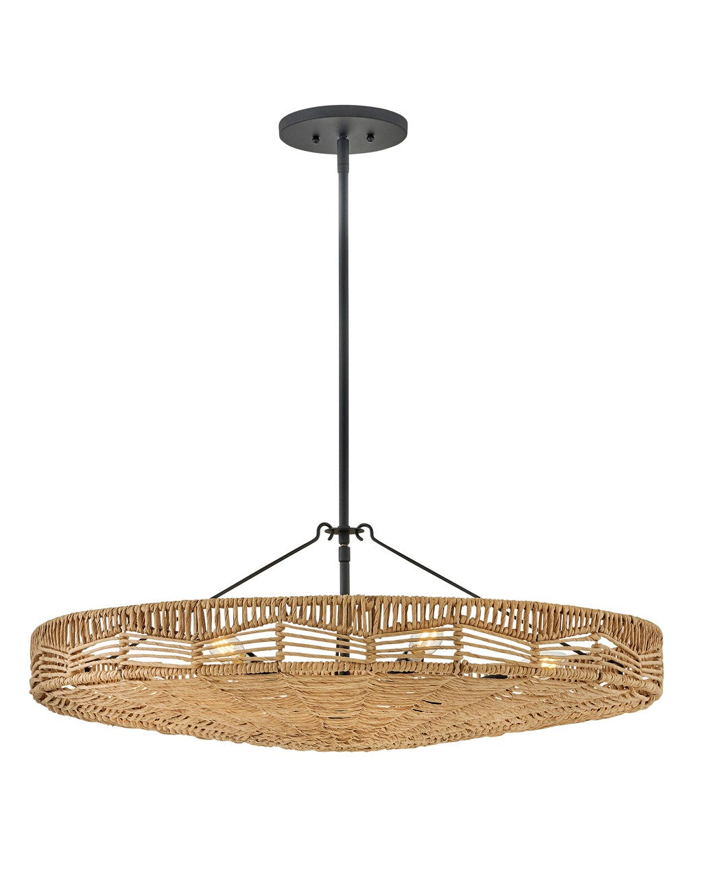 Hinkley Ophelia 42303BK-NRF Pendant Light - Black with Natural Shade