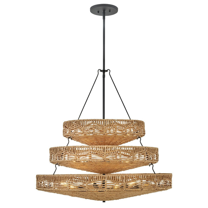Hinkley Ophelia 42308BK-NRF Pendant Light - Black with Natural Shade