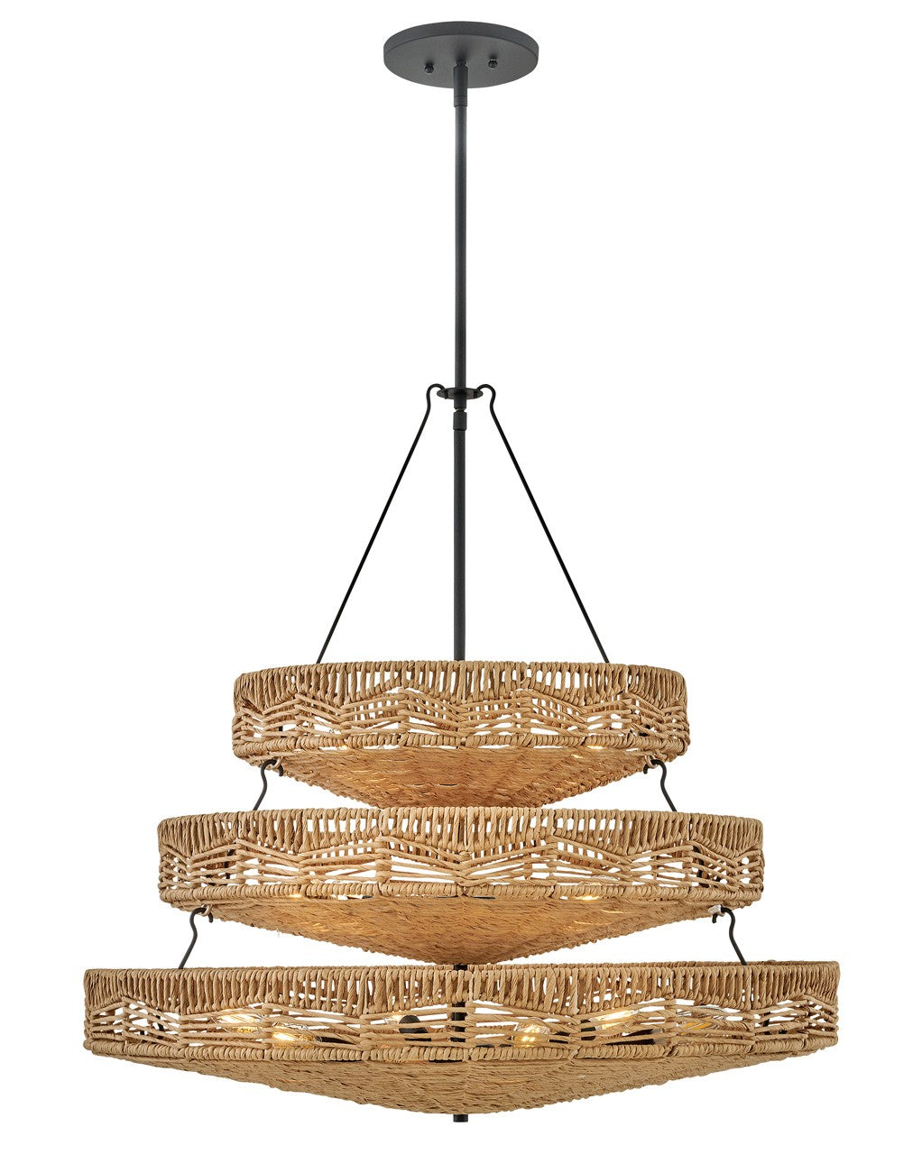 Hinkley Ophelia 42308BK-NRF Pendant Light - Black with Natural Shade