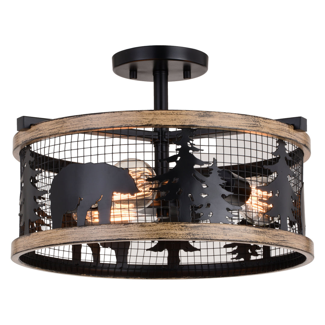 Vaxcel Kodiak C0263 Ceiling Light - Black and Burnished Teak