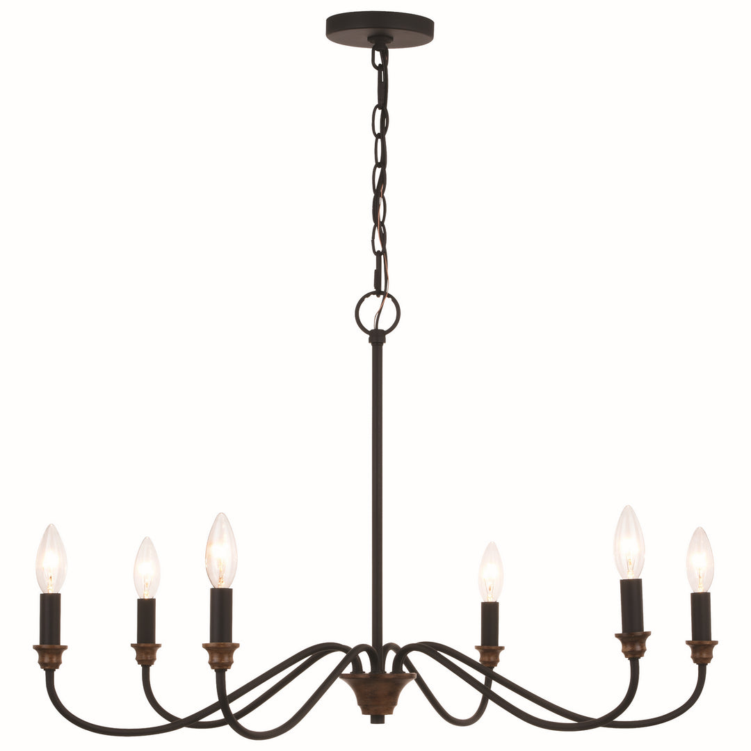 Vaxcel Annabelle H0265 Chandelier Light - Matte Black and Brushed Walnut