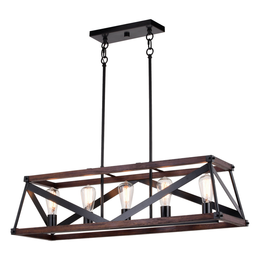 Vaxcel Wade H0268 Pendant Light - Matte Black and Sycamore