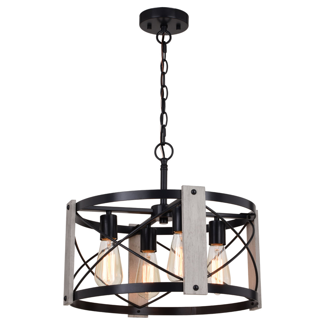 Vaxcel Burien P0365 Chandelier Light - Black and Washed Ash