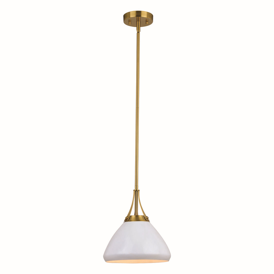 Vaxcel Dayna P0369 Pendant Light - Satin Brass and Glossy White with Matte White