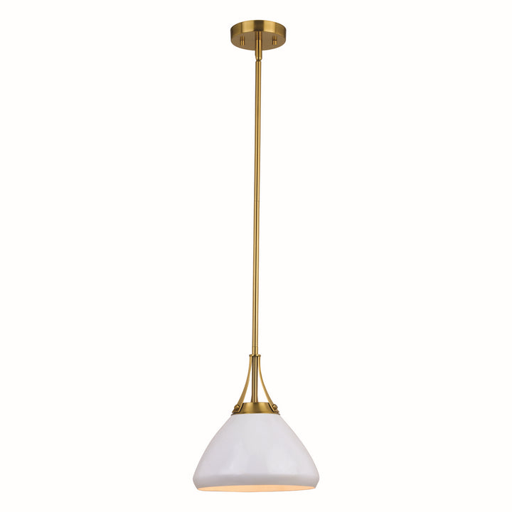 Vaxcel Dayna P0369 Pendant Light - Satin Brass and Glossy White with Matte White