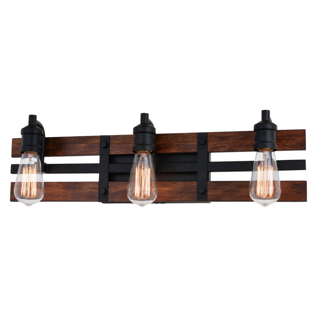 Vaxcel Carrington W0380 Bath Vanity Light 24 in. wide - Matte Black and Deep Walnut