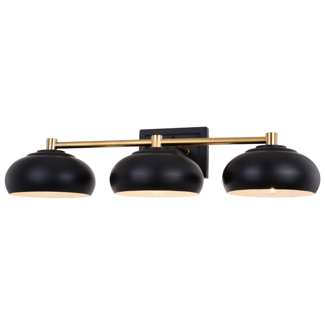Vaxcel Belmont W0385 Bath Vanity Light 28 in. wide - Matte Black and Satin Brass