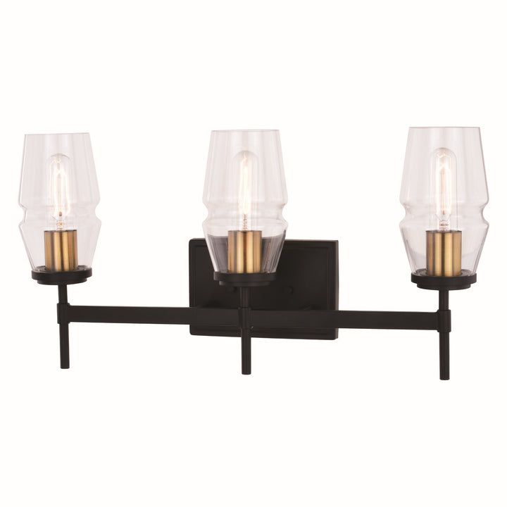 Vaxcel Warren W0393 Bath Vanity Light 22 in. wide - Matte Black and Brushed Brass