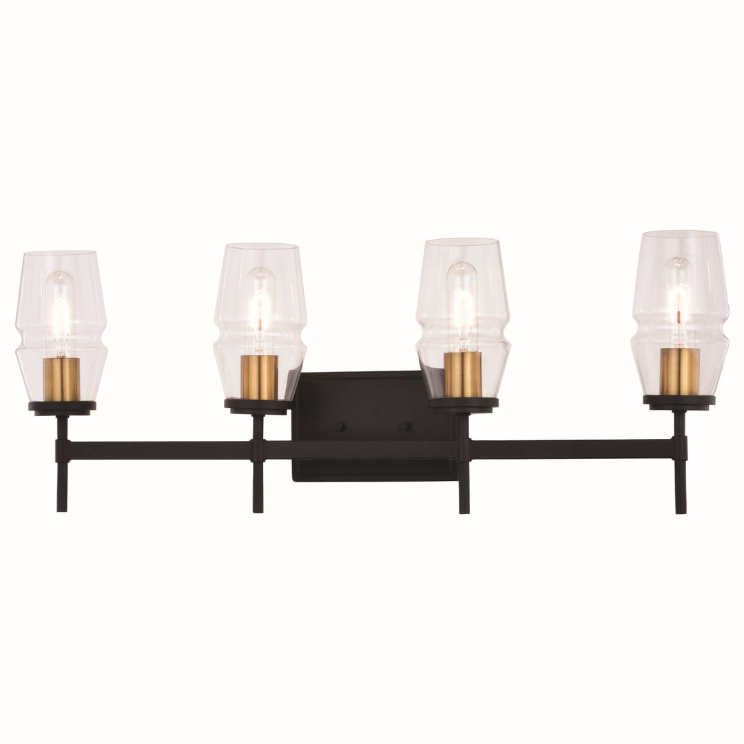 Vaxcel Warren W0394 Bath Vanity Light 30 in. wide - Matte Black and Brushed Brass