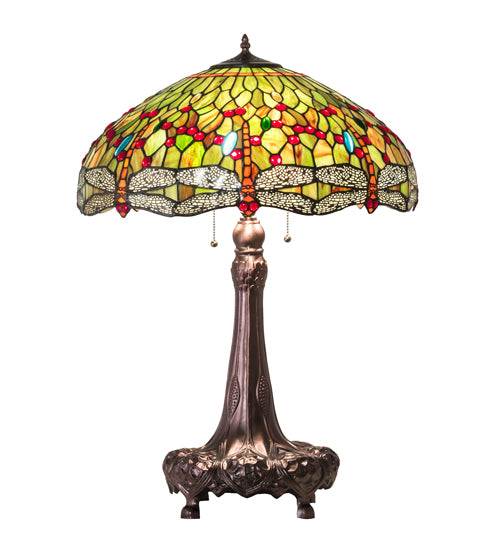 Meyda Tiffany Lighting 129745 Tiffany Hanginghead Dragonfly Three Light Table Lamp Lamp Bronze / Dark