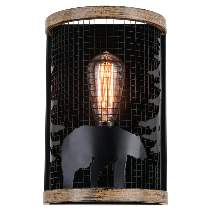 Vaxcel Kodiak W0408 Wall Light - Black and Burnished Teak
