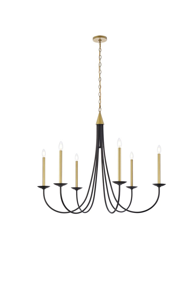 Elegant Cohen LD810D42BRK Chandelier Light - Black And Brass