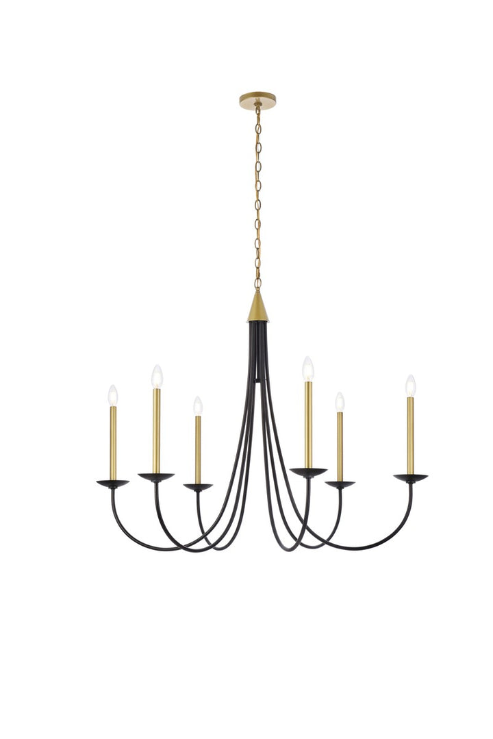 Elegant Cohen LD810D42BRK Chandelier Light - Black And Brass