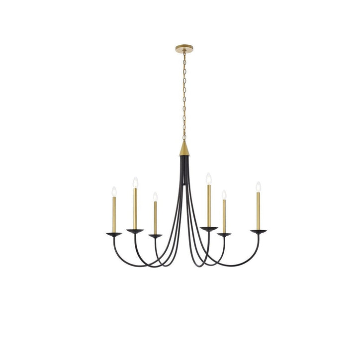 Elegant Cohen LD810D42BRK Chandelier Light - Black And Brass