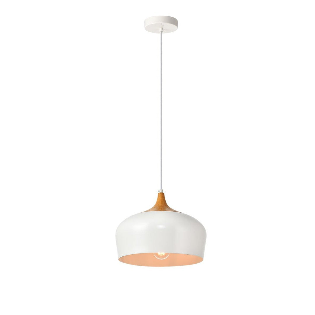 Elegant Nora LDPD2004 Pendant Light - White And Natural Wood