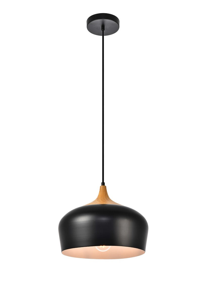 Elegant Nora LDPD2005 Pendant Light - Black And Natural Wood