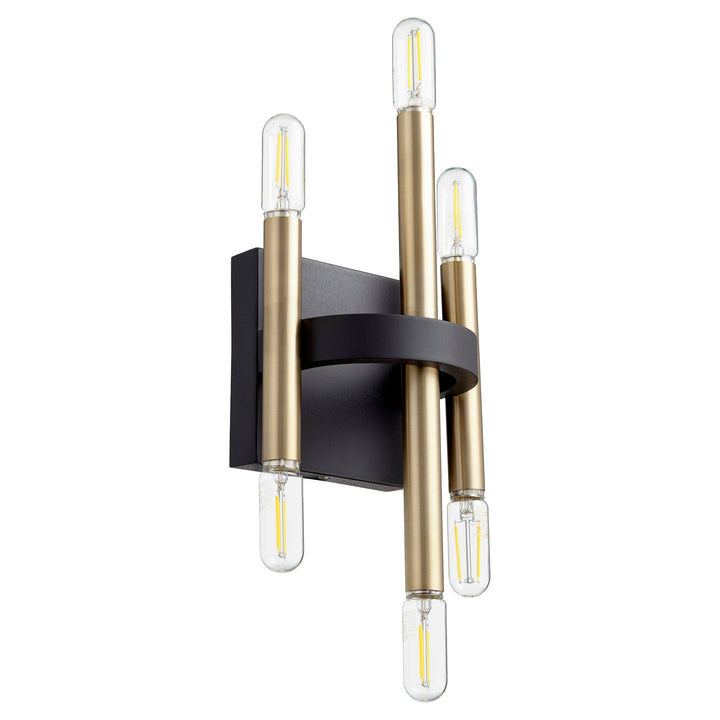Quorum Luxe 50-6-6980 Wall Sconce Light - Textured Black W/ Aged Brass