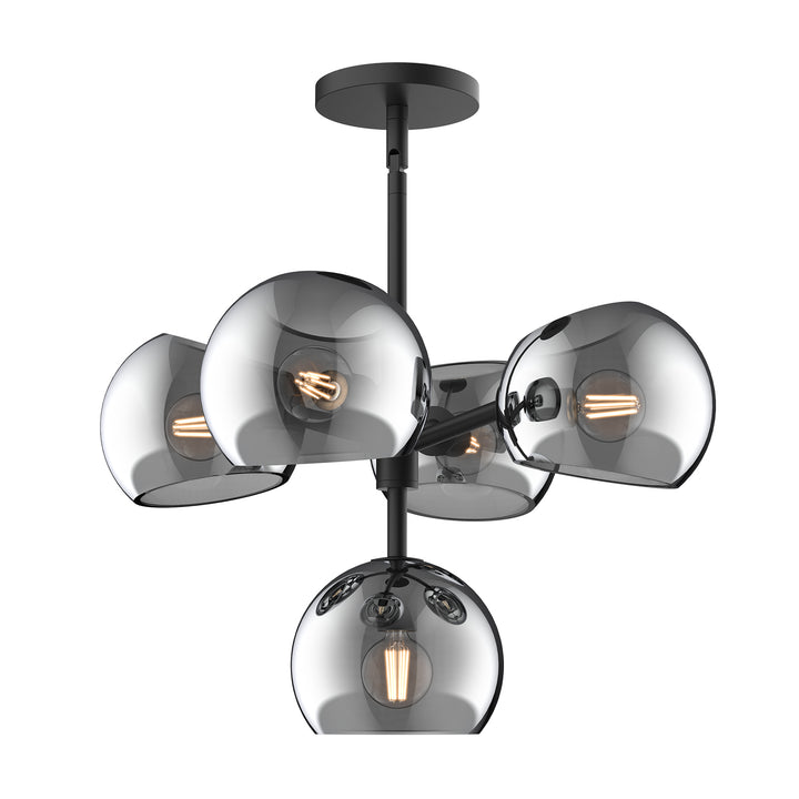 Alora Mood willow CH548518MBSM Chandelier Light - Matte Black/Smoked Solid Glass