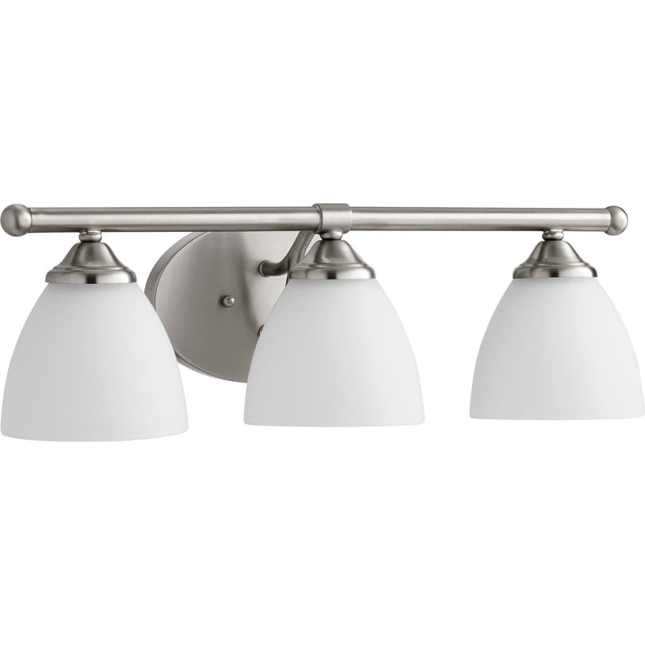 Quorum Brooks 5150-3-65 Bath Vanity Light 21 in. wide - Satin Nickel W/ Satin Opal