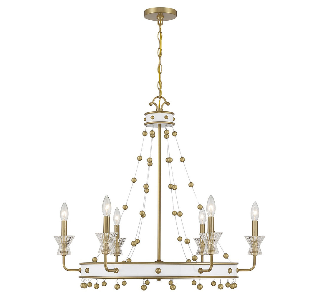 Savoy House Iris 1-3804-6-142 Chandelier Light - White with Warm Brass