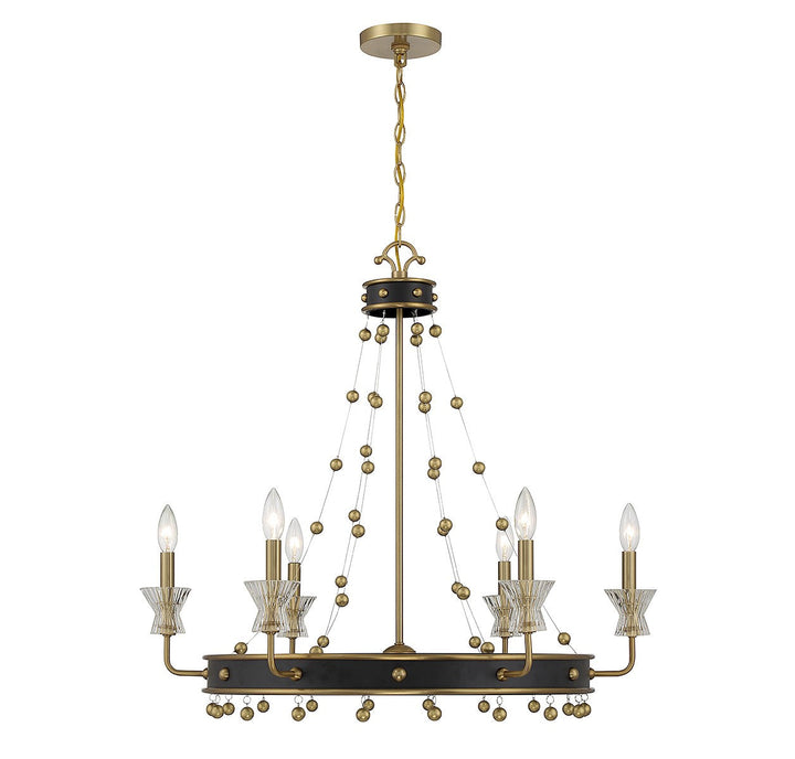 Savoy House Iris 1-3804-6-143 Chandelier Light - Matte Black with Warm Brass