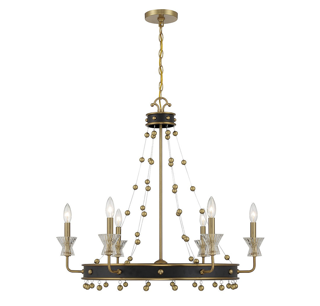 Savoy House Iris 1-3804-6-143 Chandelier Light - Matte Black with Warm Brass