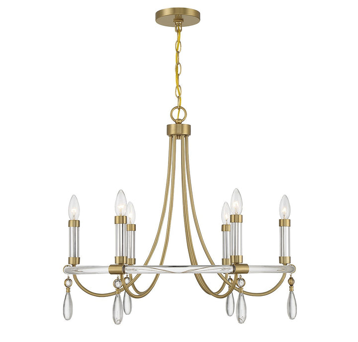 Savoy House Mayfair 1-7716-6-195 Chandelier Light - Warm Brass and Chrome