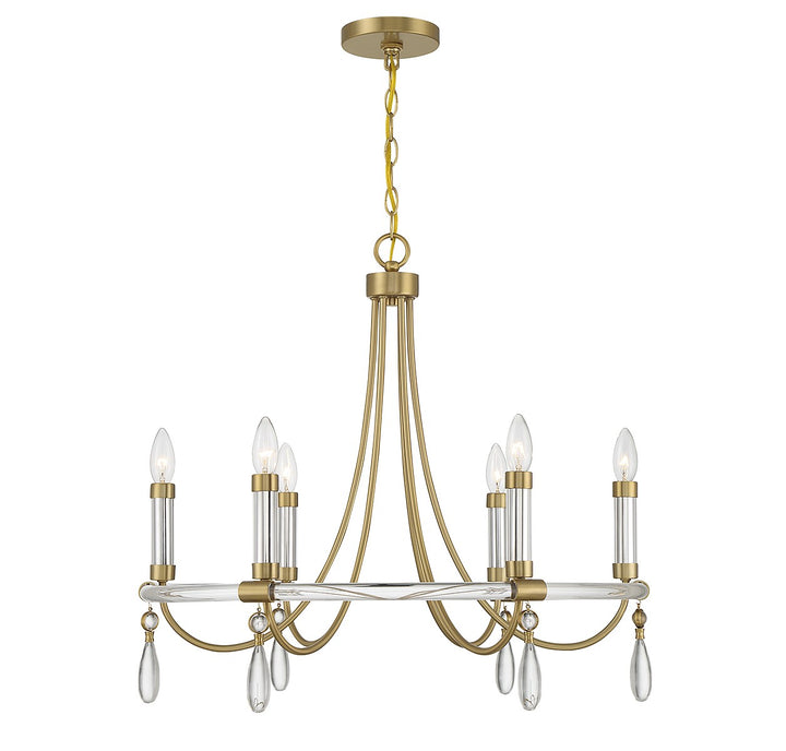 Savoy House Mayfair 1-7716-6-195 Chandelier Light - Warm Brass and Chrome