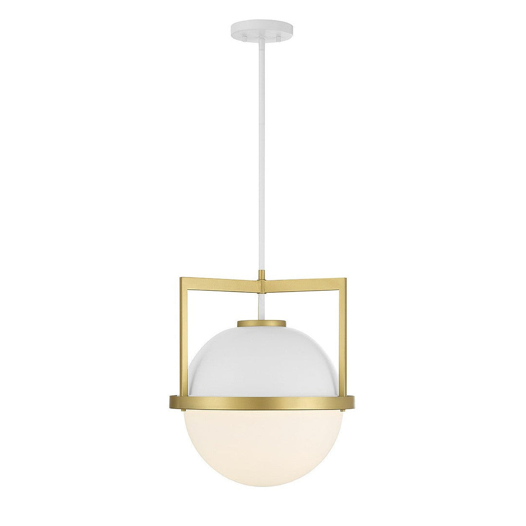 Savoy House Carlysle 7-4600-1-142 Pendant Light - White with Warm Brass