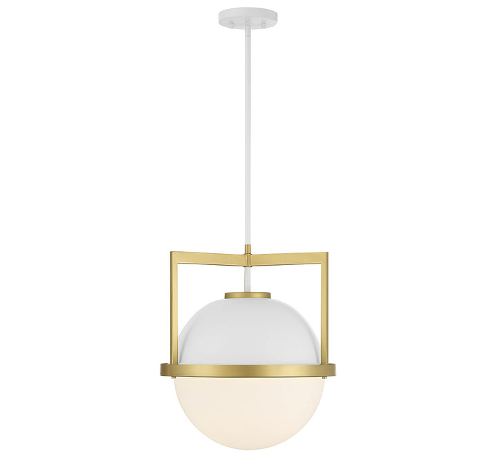 Savoy House Carlysle 7-4600-1-142 Pendant Light - White with Warm Brass