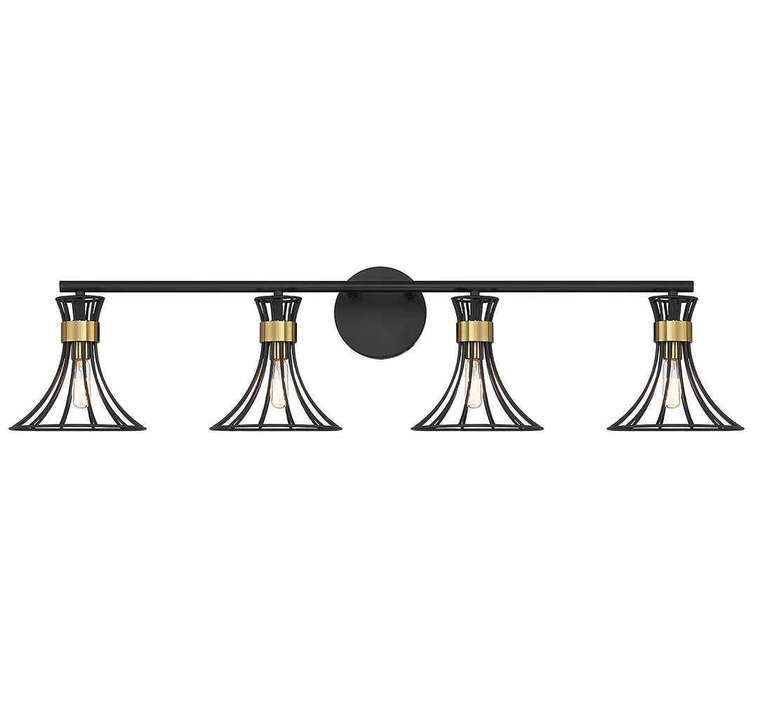 Savoy House Breur 8-6080-4-143 Bath Vanity Light 38 in. wide - Matte Black with Warm Brass