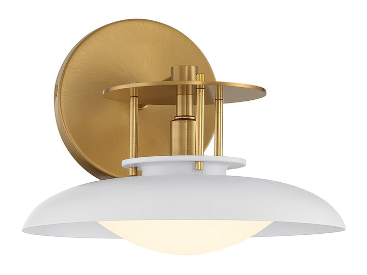 Savoy House Gavin 9-1686-1-142 Wall Sconce Light - White with Warm Brass