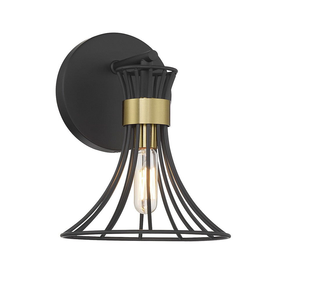 Savoy House Breur 9-6080-1-143 Wall Sconce Light - Matte Black with Warm Brass