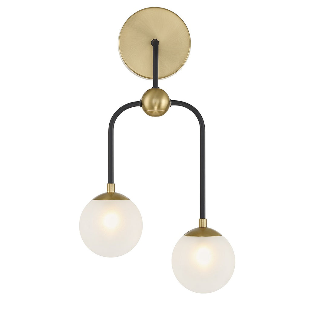 Savoy House Couplet 9-6696-2-143 Wall Sconce Light - Matte Black with Warm Brass